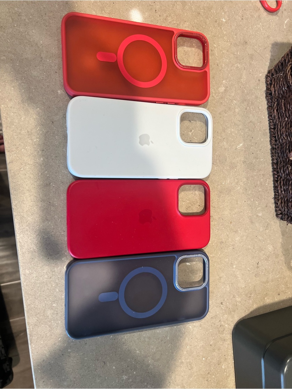 Apple iPhone Silicone Case Bundle - Red, White, Coral, Blue for iPhone 13 Promax